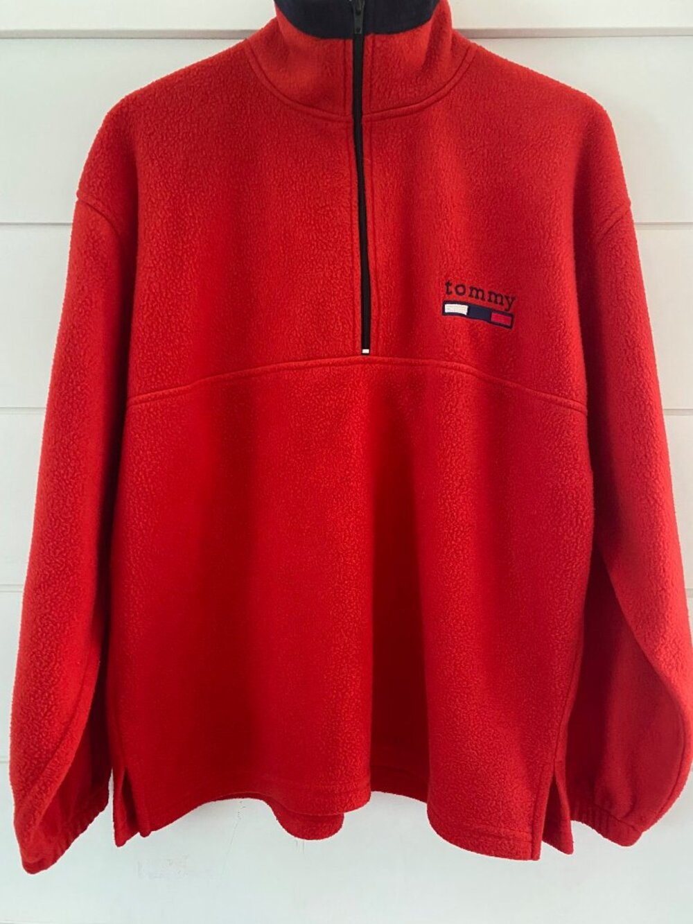 Red Vintage Tommy Hilfiger Polar Men Sweater with 1/2 Zip Size Large